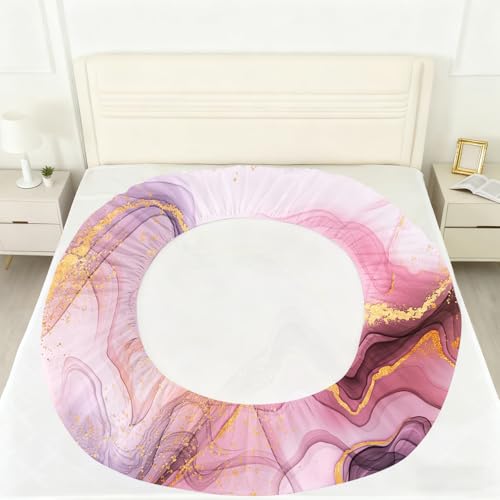 Kids Pink Marble Sheets Set Queen Soft Microfiber Kids Girls Modern Bedding Set Glitter Pink and Gold Bedding Set Modern Abstract Art Sheets for All Ages - color: Marble Pink-a, size: Queen