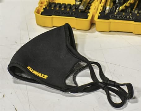 DEWALT Breathable Cloth Face Masks — Adjustable Earloops and Removable Neckstrap — Black — 2-Pack