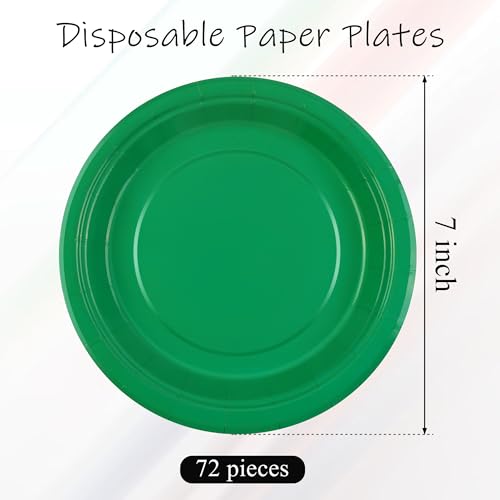 Breroa 72 Green Paper Plates - 7 Inch Bulk, Heavy Duty, Solid Color, Round Dessert Plates for Parties & Weddings - color: Green
