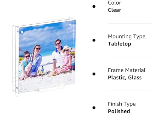 2 pack 8x8 Acrylic Picture Frame Clear Double Sided Magnetic Picture Frame Desktop Display with Photo Frame Support Stand Best Gift for Family, Baby, Document Photo Frames- Free Soft Microfibe - size: 8x8"-2