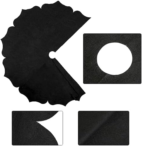 Christmas Tree Skirt,48 inch Classic Non-Woven Fabric Black Tree Skirt,for Xmas Tree and Holiday Indoor Decoration(Black, Small)