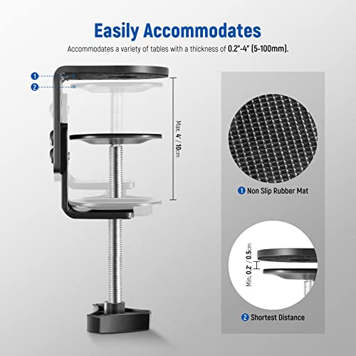NEEWER Heavy Duty C Clamp with Mounting Column for Light Stand, Adjustable Metal Desk Clamp with 1/4" 3/8" Screws for Ring Light LED Video Light Camera, Max Load 44lb/20kg, ST-CCD1