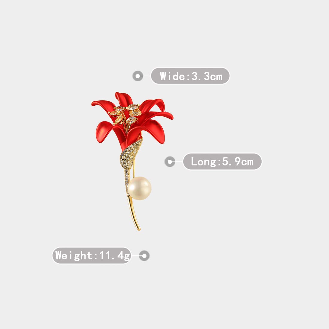 AILONMEI Floral Series Brooch Pins For Women Fashion Costume Pearl Flower Designer Broach & Pins Jewelry Christmas Gift (Lily)