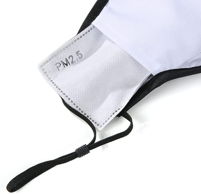 NBDIB Adult Adjustable Face Protection with Filter Pocket and Nose Wire Black Breathable Cloth Mask with 10Pcs Filters