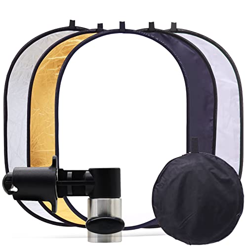 Photography Light Reflector with Clip 5 in 1 Portable 60x90cm/24x35inch Oval Collapsible Multi Disc Photography Studio Photo Camera Lighting Reflector Diffuser - size: open size:60x90cm/24x35inch