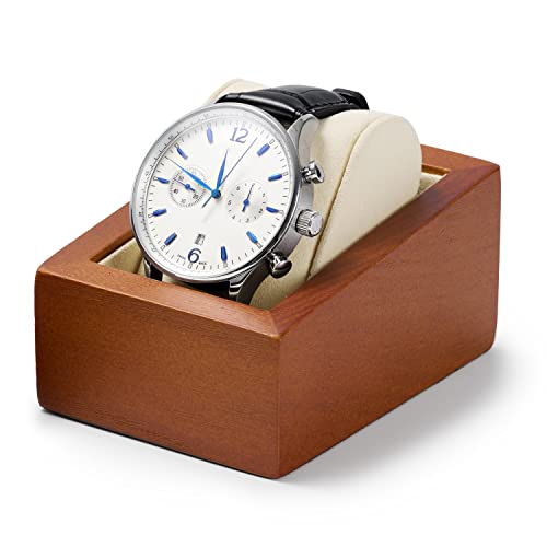 Oirlv Solid Wood Single Watch Display Stand Showcase Jewelry Stand Watch Holder with Pillow(Square Single, Grey) - color: Grey, size: Square Single