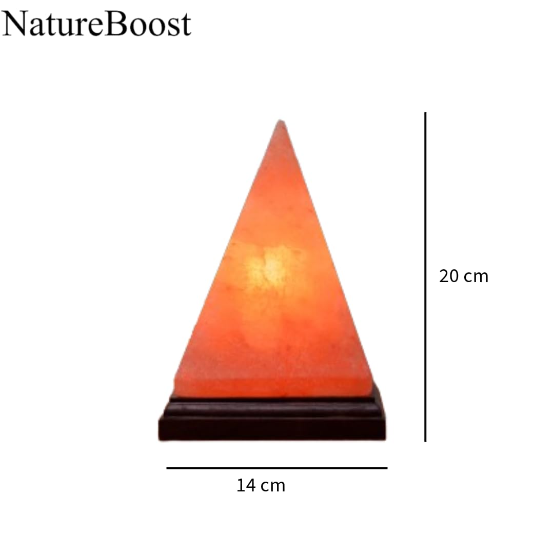 HL Himalayan Pink Salt Lamp – Pyramid Shape with Dimmer Switch & 2 Bulbs (15W) – Handcrafted Natural Crystal Rock Lamp for Home & Office Décor