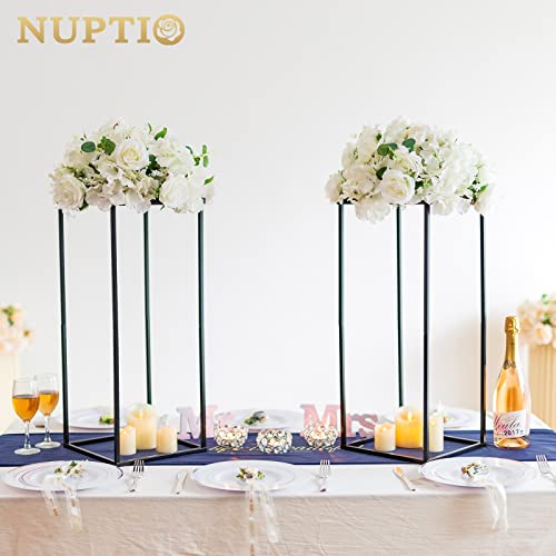 Nuptio Black Vases - 2 Pcs, 23.6 Inch Tall, For Wedding & Home Centerpieces - color: Black, size: 23.6 inch - 2 PCS