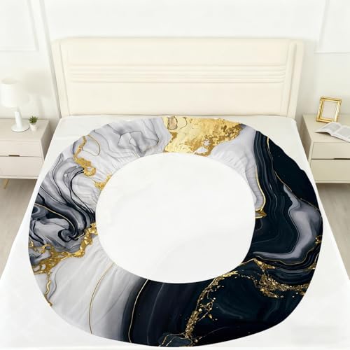 Black Gold Marble Sheets Sets Twin Size Elegant Marbling Fitted Sheet Set 3D Marble Bed Sheet for Kids Teens Adults Modern Bedspread 1 Fitted Sheet+1 Flat Sheet+1 Pillowcase - color: 3d Marble, size: Twin