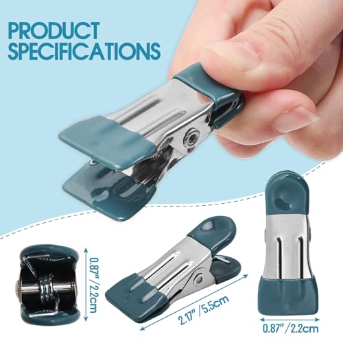 Clothes Pins Heavy Duty 30 Pack - 2.17 Inch Metal Chip Clips, Clothespins for Photo Drying Clothesline Laundry Sock, Bag Clips for Food Kitchen Stainless Steel with Rubber, Dark Green - color: Dark Green