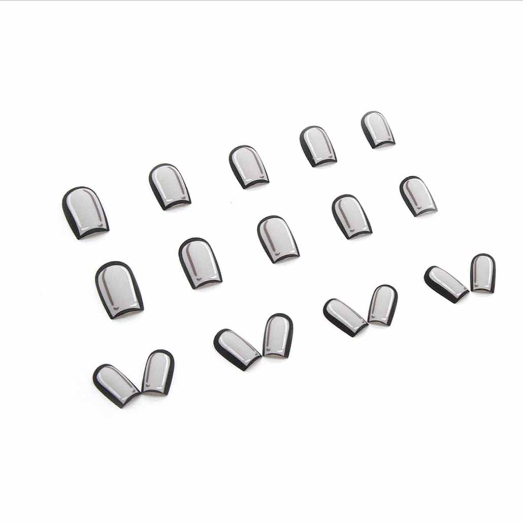 Foccna Black Press on Nails Comic Medium Long, Acrylic Fake Nails Square Cartoon False Nails,Artificial Nails for Women and Girls 24 pcs