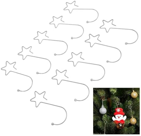 Star Shaped Christmas Tree Hooks, Stainless Steel Ornament Hangers for Christmas Tree Decoration, Easter & Halloween Party, 120pcs Durable Rust - Star Hooks (Silver)