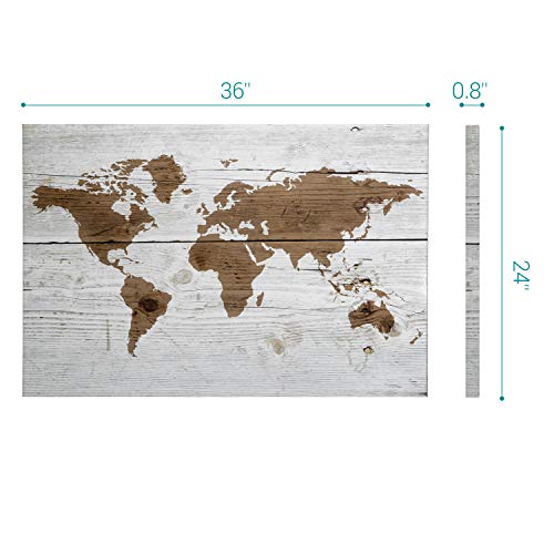 Navaris Magnetic Dry Erase Board - 24 x 36 inches Decorative White Board for Wall with Printed Design, Includes 5 Magnets and Marker - World Map - style: World Map