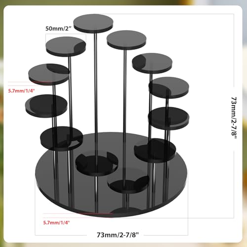 Round Acrylic Display Riser Stands, 12 Tier Jewelry Display Stands for Rings Earrings Mini Figurines 1 Pack(Black) - color: Black 12 Tier
