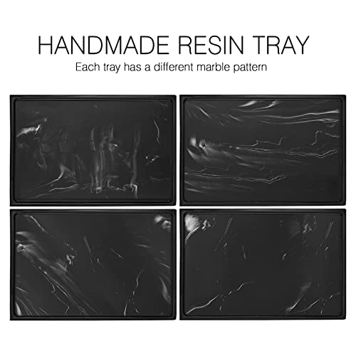 Luxspire Vanity Tray, Bathroom Tray Toilet Tank Storage Tray, Resin Kitchen Sink Trays, Vanity Countertop Organizer for Candles Towel Bottles Perfume Holder Serving Trays, Marble Style -Large- Ink - color: A - Ink, style: Large