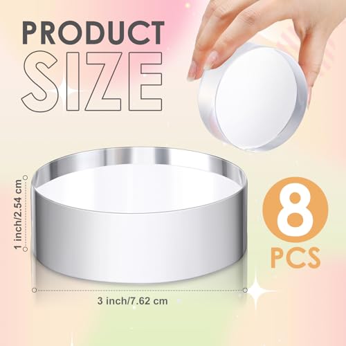Remerry 8 Pcs Acrylic Round Blocks for Display Clear Polished Blocks Display Clear Acrylic Edge Polished Base Exhibition Riser for Table Showing Cosmetics Collectibles (3 x 3 x 1 Inches) - size: 3 X 3 X 1 Inches