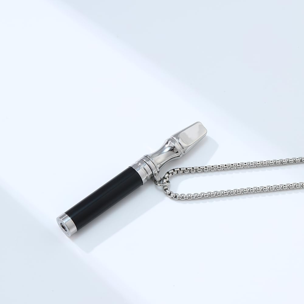 Anxiety Breathing Necklace Meditation Natural Crystal & Stone Breathe Necklace Stainless Steel Quit Vaping tools Mindfulness Pendant Stress Relief & Natural Calm (Obsidian)