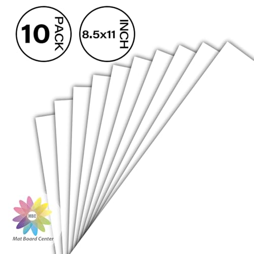 Mat Board Center, 10 Pack 8.5x11 White Backing Boards, Cardboard Backing for Frames, Prints, Arts, Photos and More - size: 8.5x11