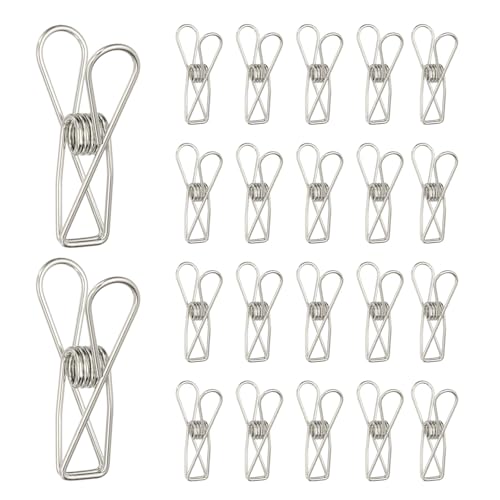 PATIKIL 50Pcs Paper Office Binder Clips, 1.26" Small Metal Wire Hollow Out Paper Clamps Long Tail Binder Clips for Photo Clothes Hanging Office Home Kitchen Food Package, Silver - color: Silver