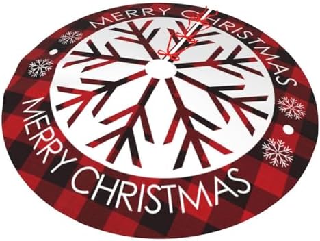 Buffalo Check Plaid Red and Black Plaid Christmas Snowflake 36 Inch Christmas Tree Skirt Carpet Mat Funny Party Decor Supplies for Xmas Halloween Ornament Decorations Occasion