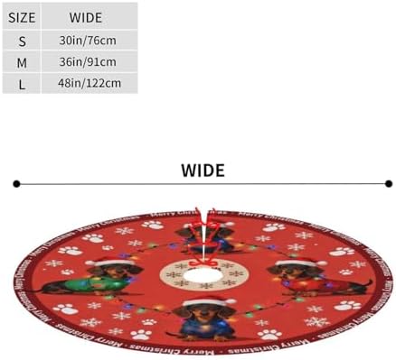 Dachshund Dog Paw Snowflakes Christmas Trees Skirts 36", Xmas Tree Cloth Mats for Holiday Party Decor Gift, Festival, Home Decoration