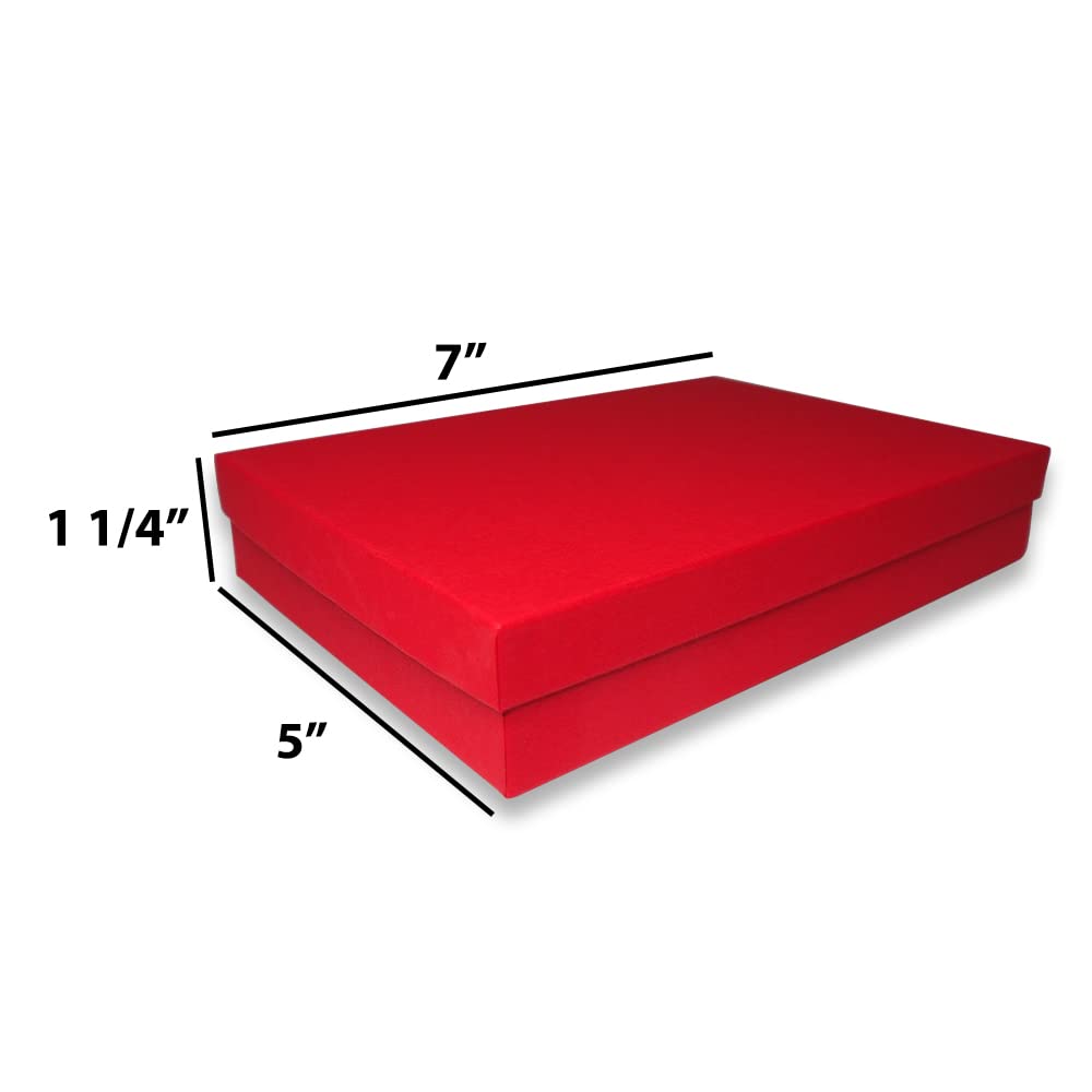 N'icePackaging - 5 Qty - Macaw-Red Cotton Filled Gift Boxes - Size 7" x 5" x 1 1/4" - USA Made - Holidays/Birthdays/Sales/Storage/Display/Travel