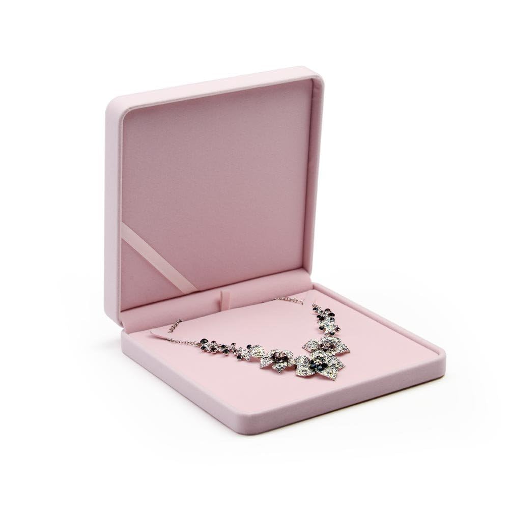 Oirlv Pink Velvet Pendant Box Big Necklace/Chunky Necklace Gift Box Jewelry Storage Case