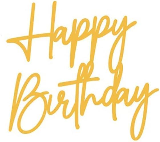 Gold Mirrored Happy Birthday Side Cake Topper