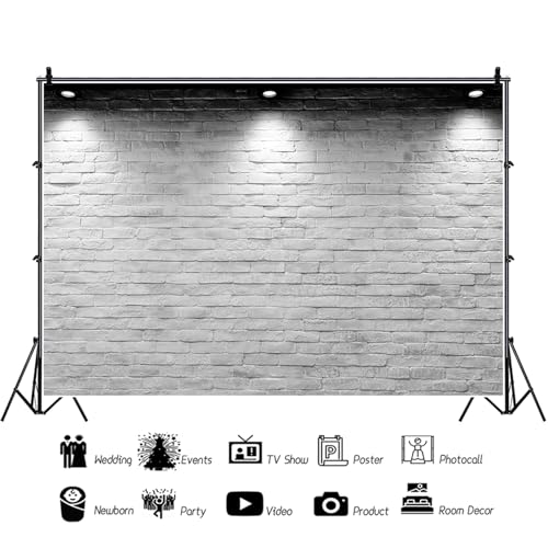 Vinyl 5x3ft Backdrop Photography Background White Brick Wall Computer-Print Seamless Photo Background Children Baby Adults Portraits Photo Studio Props - size: 5x3ft
