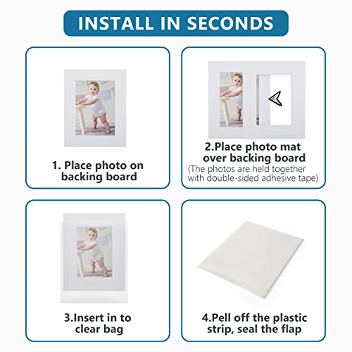 Somime 10 Pack White Photo Mats 11x14 for 8x10 with Core Bevel Cut Matte Sets, Acid Free Mat Board for Picture Frame, Photos, 11x14 Mat - Includes Pre-Cut Mats, Backing Boards and Clear Seal Bags - size: 11x14 10pack White Complete Set for 8x10