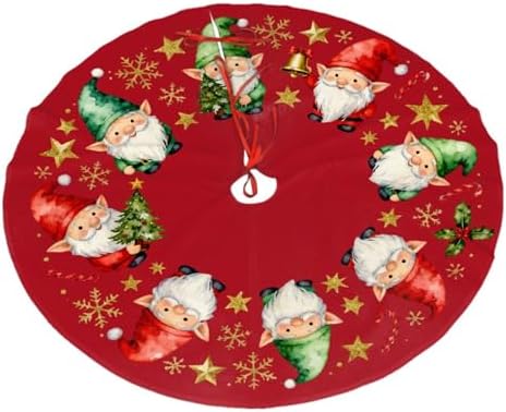 Xmas Gnomes Stars Christmas Tree Skirts 36", Xmas Tree Cloth Mats Trees Skirts for Decor Gift, Home Decoration