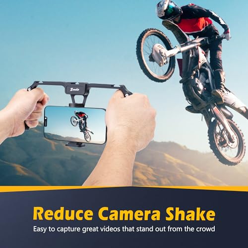 Zeadio Aluminum Smartphone Stabilizer Grip, Foldable Cellphone Video Rig, Filmmaking Vlogging Case, Phone Stabilizer Tripod Mount for All iPhone and Android Smartphones - style: Foldable Version