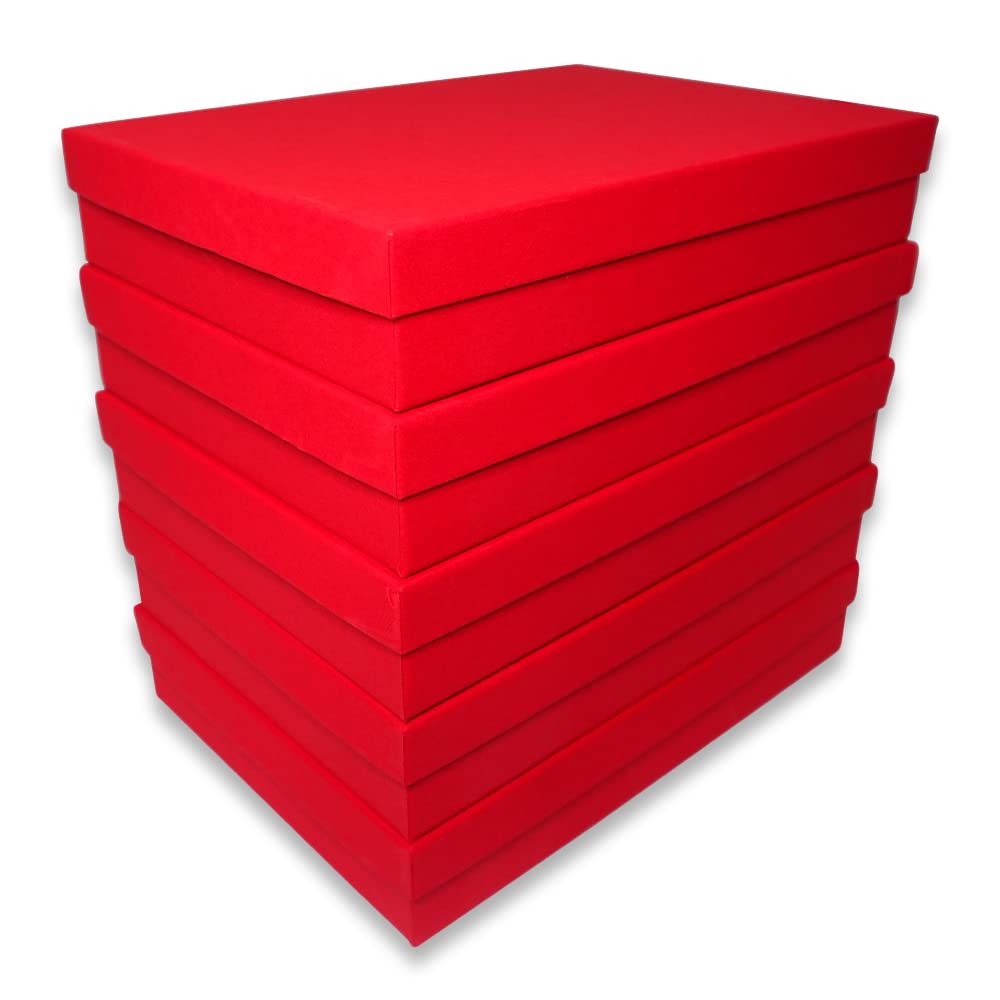 N'icePackaging - 5 Qty - Macaw-Red Cotton Filled Gift Boxes - Size 7" x 5" x 1 1/4" - USA Made - Holidays/Birthdays/Sales/Storage/Display/Travel