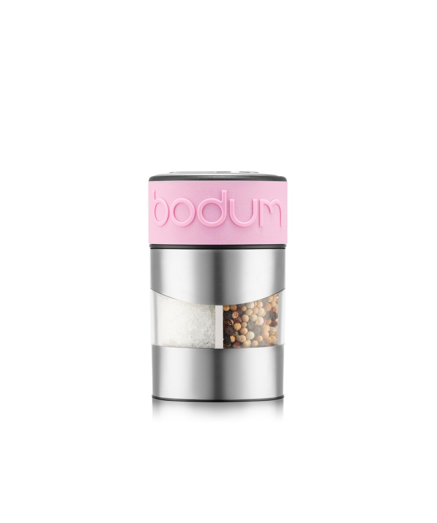 Bodum Twin Dual Salt and Pepper Grinder, Stainless Steel w/Silicone Sleeve, Bubblegum