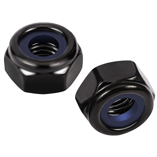 MewuDecor 3/8-16 Nylon Insert Hex Lock Nuts Locknuts, 304 Stainless Steel 18-8, Black Oxide, 50 PCS