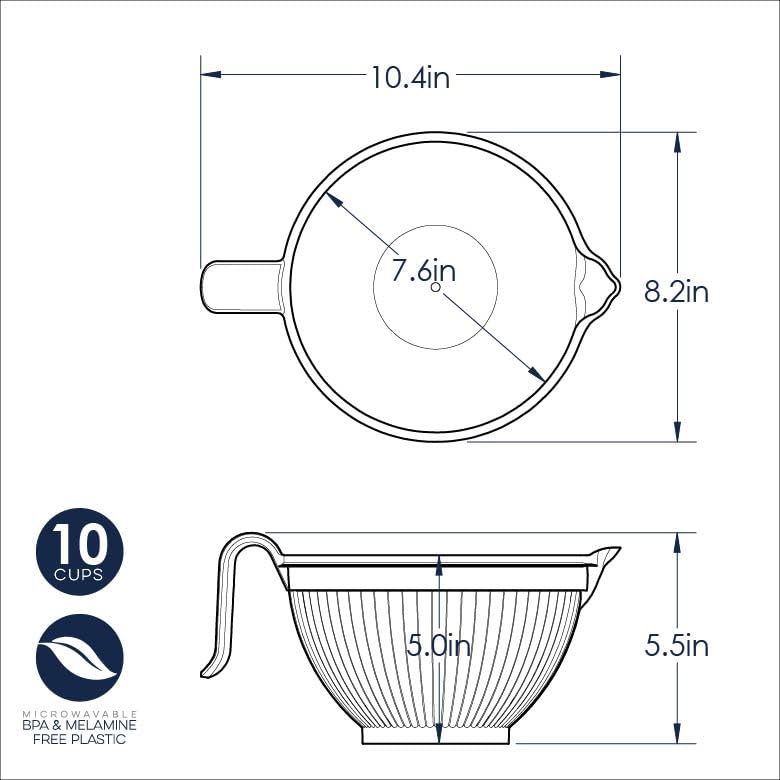 Nordic Ware Better Batter Bowl, White, 10 Cups