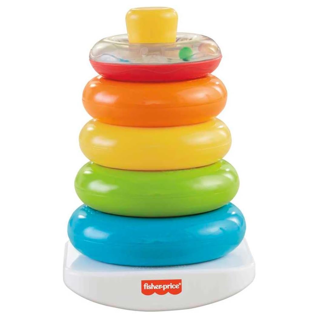 Fisher-Price Baby’s First Blocks & Rock-a-Stack Toy Set, Bucket of 10 Shapes & Ring Stacking Activity for Developmental Play Ages 6+ Months (Amazon Exclusive)