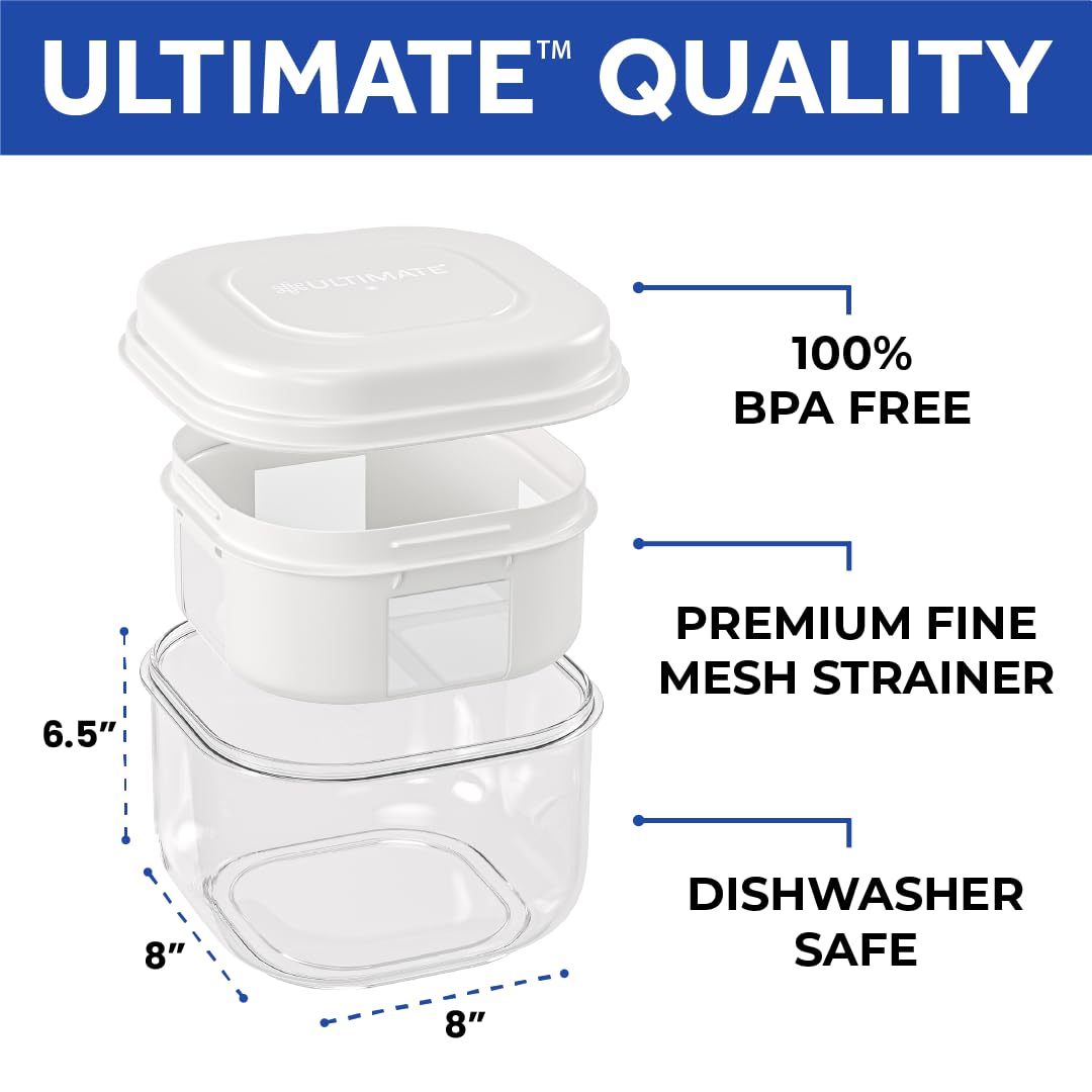 Ultimate Yogurt Strainer, Make Delicious, High Protein, Greek Yogurt, 70% Less Sugar & Lactose, Fine Mesh Nylon Greek Yogurt Maker, 100% BPA-Free & Dishwasher Safe with Large 2.3 Quart Capacity