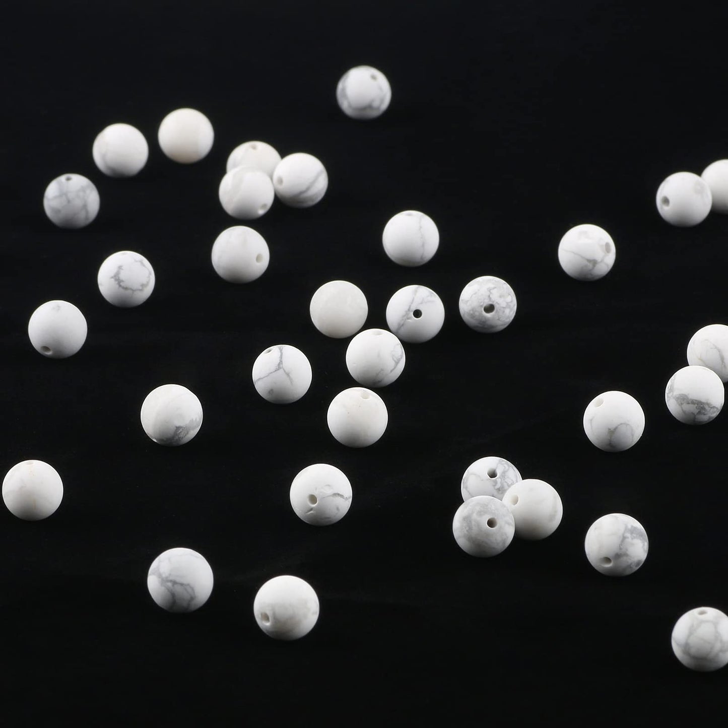 NITOPUPU 100Pcs 8mm Natural Matte Howlite Beads Round Loose Gemstone Stone Beads for Jewerly Making with Crystal Stretch Cord