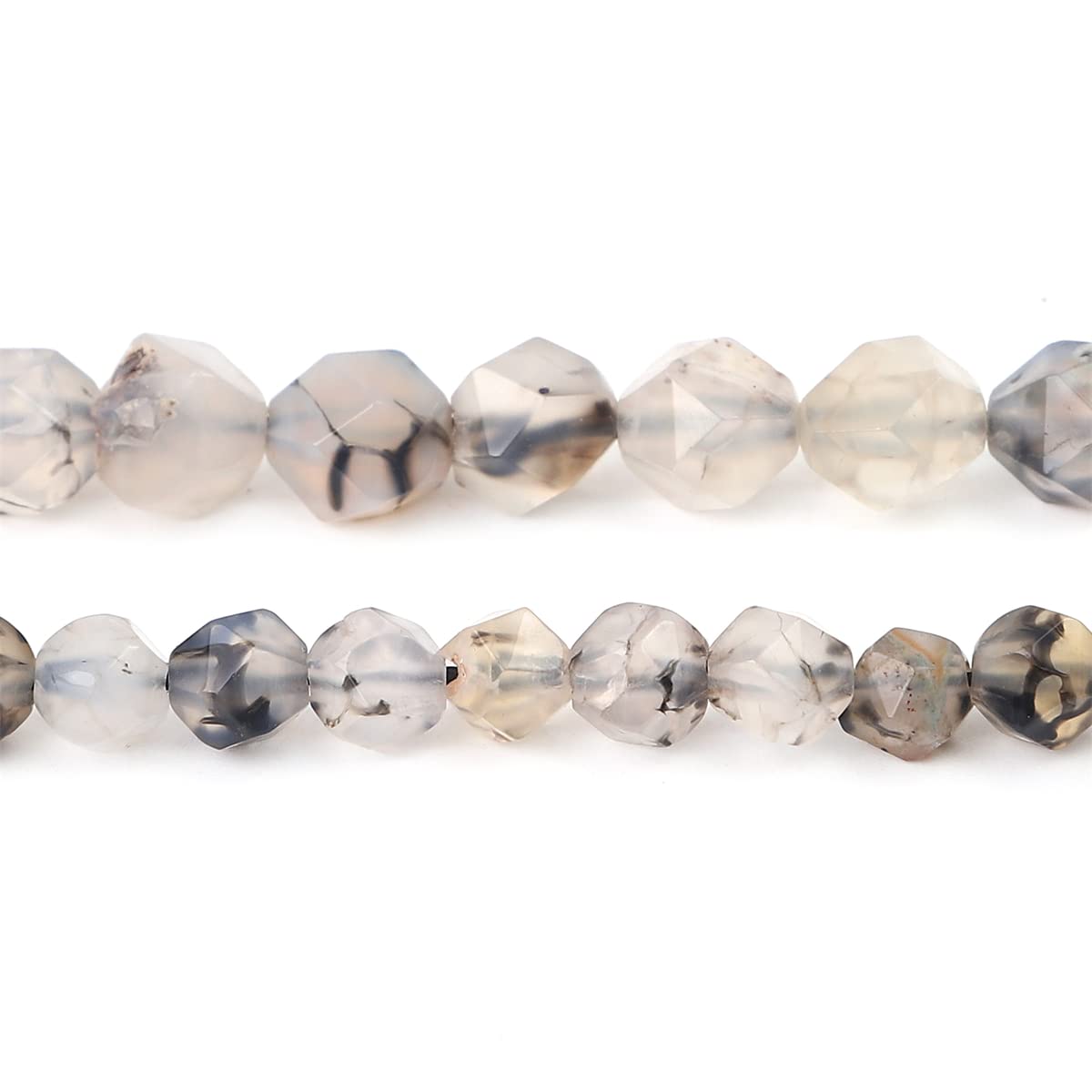BEADIA Faceted Natural Black Dragon Agate Stone Round Beads 8mm 36cm/Strand for Jewelry Making