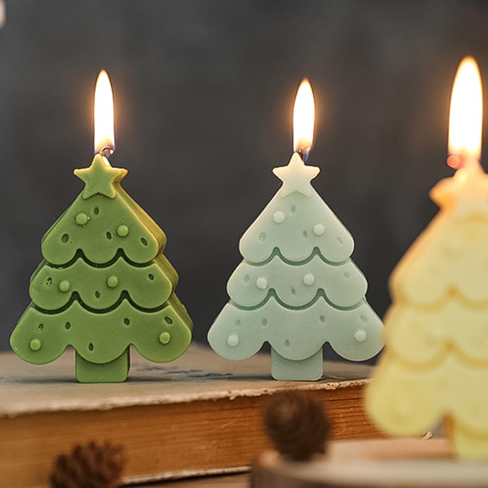 Christmas Tree Aromatherapy Candles, Home Decor Candle, Scented Candle Party Christmas Home Decoration Gifts Room Decor 1 Box (Olive Green 01)