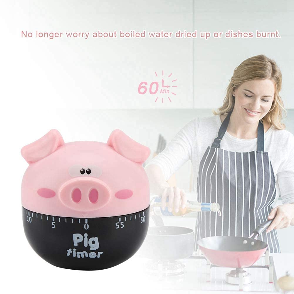 Cute Cartoon Pig Kitchen Timer,Mechanical Timers Counters,for Cooking Timing Tool Alarm Clock,Portable Alarm Clock Kitchen Cooking Tool()