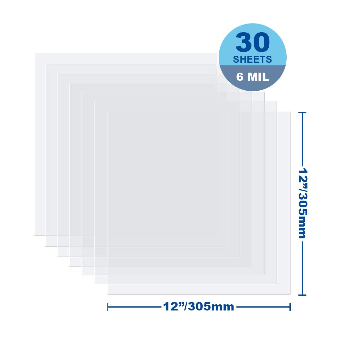 30 Pieces 6 mil Extra Thick Blank Stencil Film Mylar Template Sheets Clear Acetate, 12 x 12 Inches by Craftiff