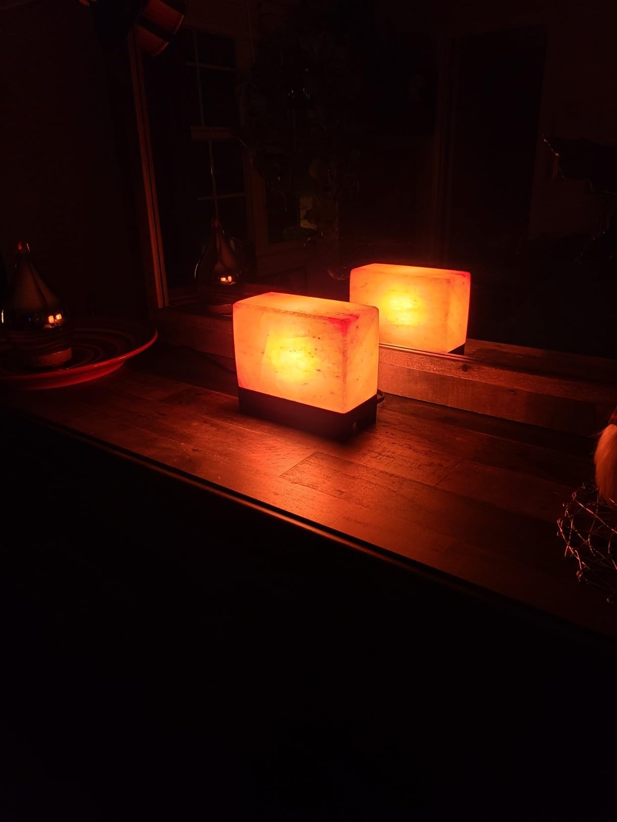 Himalayan Pink Salt Lamp 6.5 x 7.5 x 4 Inches – Natural Rectangular Crystal Rock Salt Lamp with Wooden Base, Dimmer Switch & 2 Bulbs – Soothing Amber Night Light for Home & Office