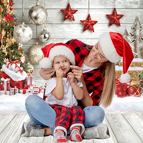CHAIYA 8X10FT Christmas Backdrop White Wood Floor Photography Backdrop Winter Snow Xmas Tree Gift Family Party Background New Year Party Decoration Backdrop - size: 8′x10′
