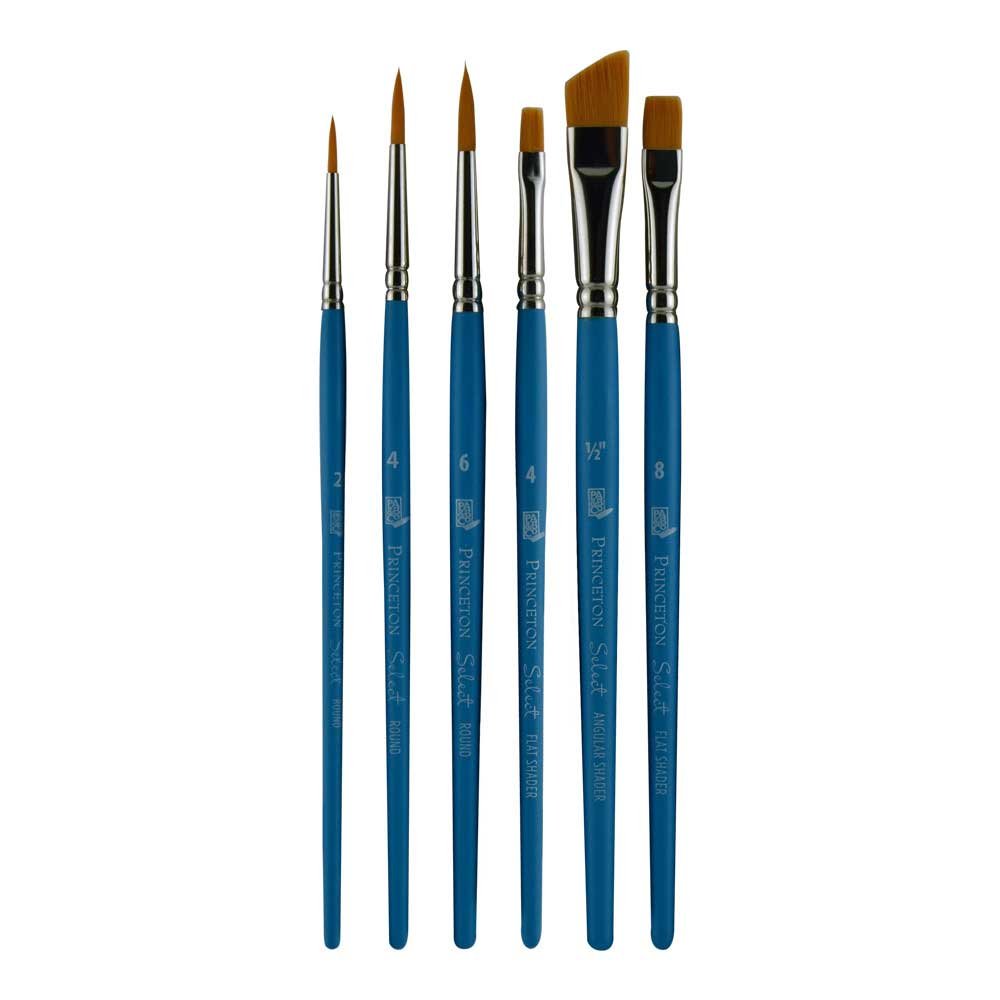 Princeton Select Artiste, Series 3750, Paint Brush for Acrylic, Watercolor and Oil, Set of 6