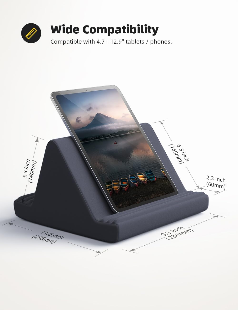 Lamicall Tablet Pillow Stand, Pillow Soft Pad for Lap - Tablet Holder Dock for Bed with 6 Viewing Angles, Great Gifts, for 4-13" Tablets, Like iPad Pro 11, 13, Air, Mini, Kindle, Galaxy Tab, E-Reader