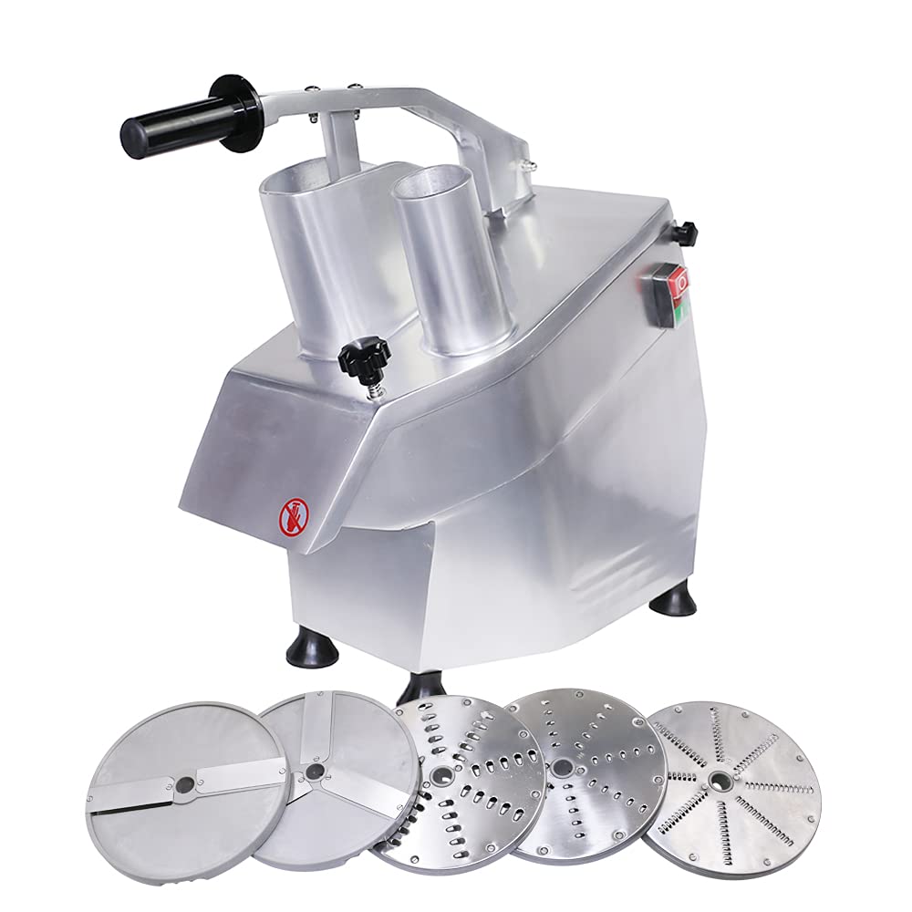 CMI Commercial Multifunctional Automatic Vegetable Cutter and Food Processor,Potato Onion Slicer,Electric Fruit and Cheese Grating Machine,Slicer Vegetable Cutter with 5-Blades 550W/110V