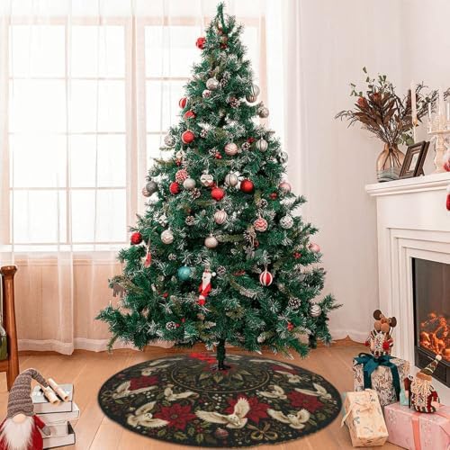 Christmas owl Christmas Tree Skirt Xmas Tree Skirt, Winter Christmas Tree Mat for Home Party Holiday Indoor Outdoor Decorations