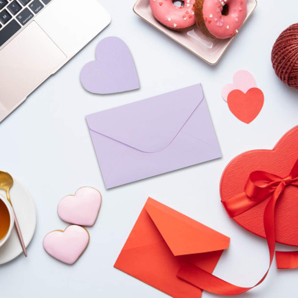 Bubbley 48-Pack Blank Heart Shaped Cutout DIY Greeting Cards for Valentine's Day and Anniversary, Envelopes Included, 3 Colors, 4 x 6 Inches